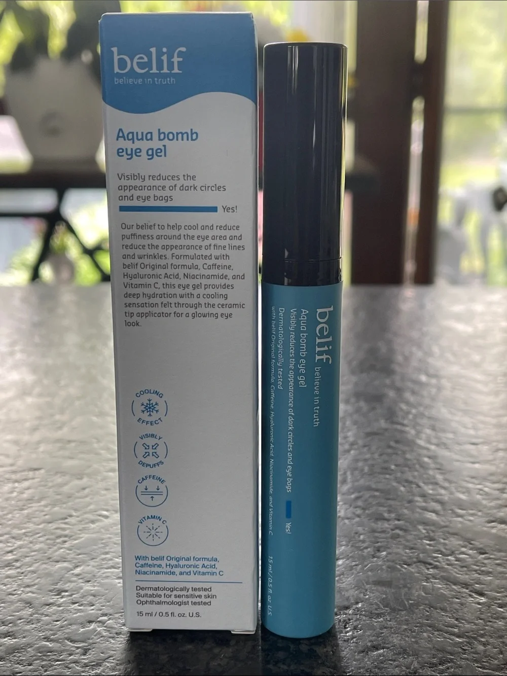 Belif Aqua Bomb Depuffing Eye Gel with Caffeine + Hyaluronic Acid depuff & more